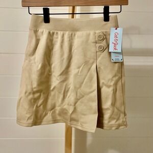 Cat & Jack Girls Khaki Pleated School Uniform Skirt Skort Stretch Size XS
